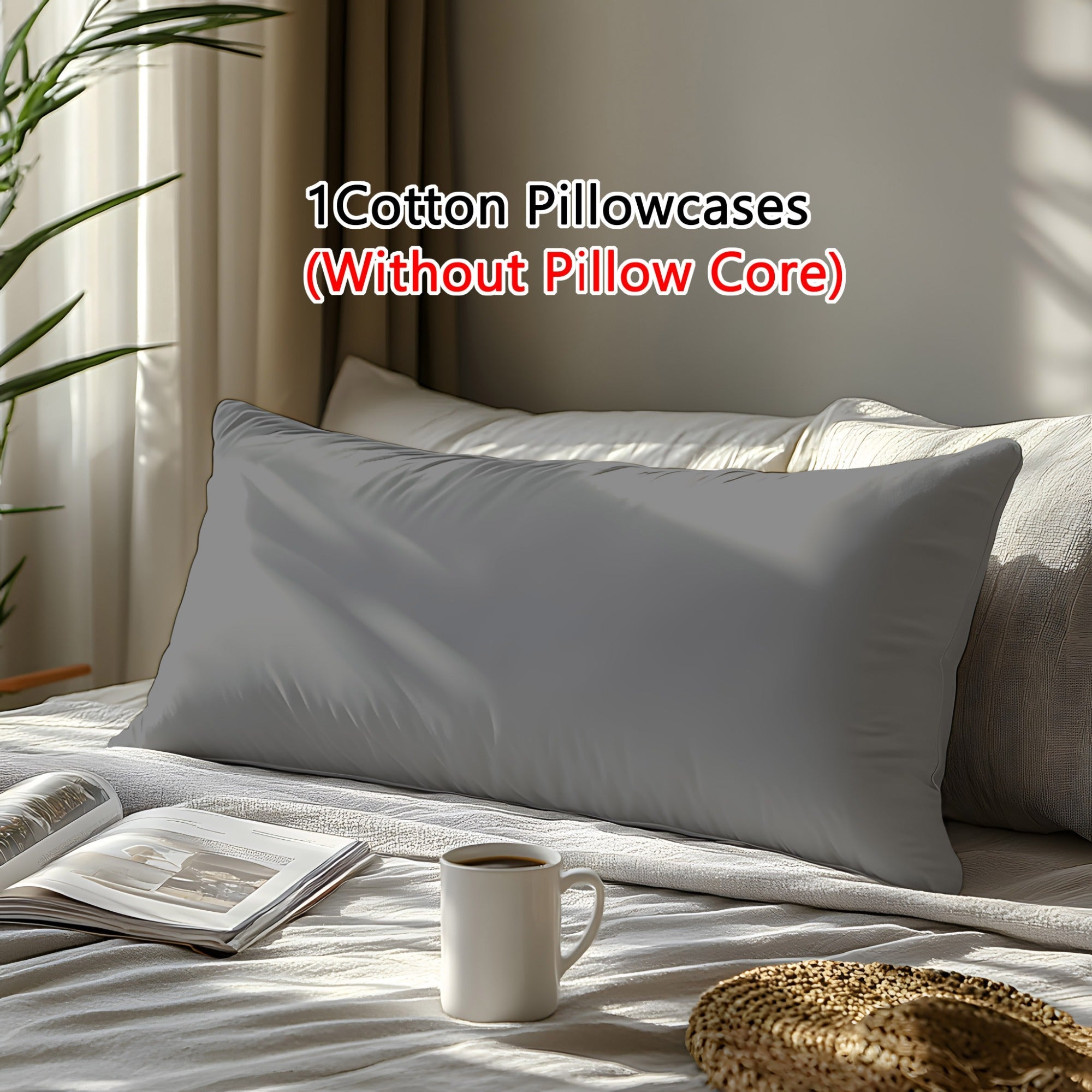 Twill Natural Fiber Pillowcase Soft Breathable Machine Washable for Bedroom Guest Hotel