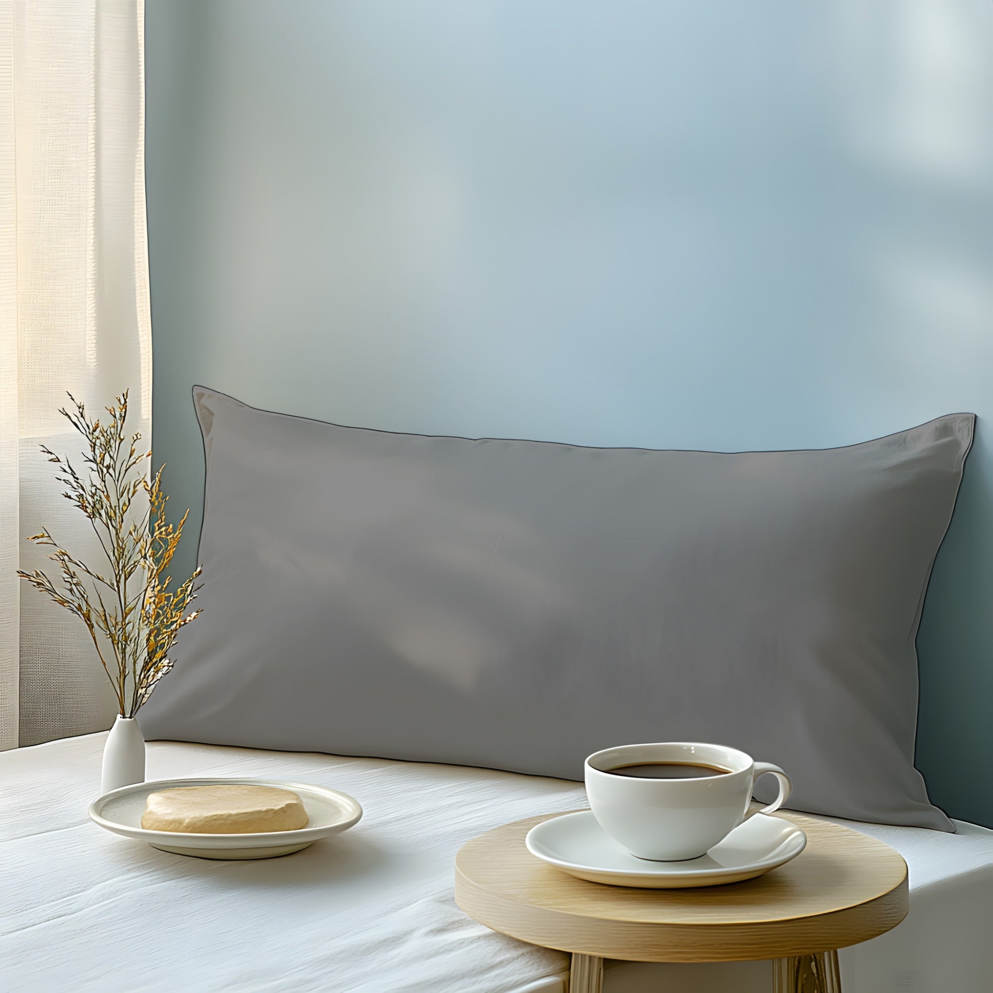 Twill Natural Fiber Pillowcase Soft Breathable Machine Washable for Bedroom Guest Hotel