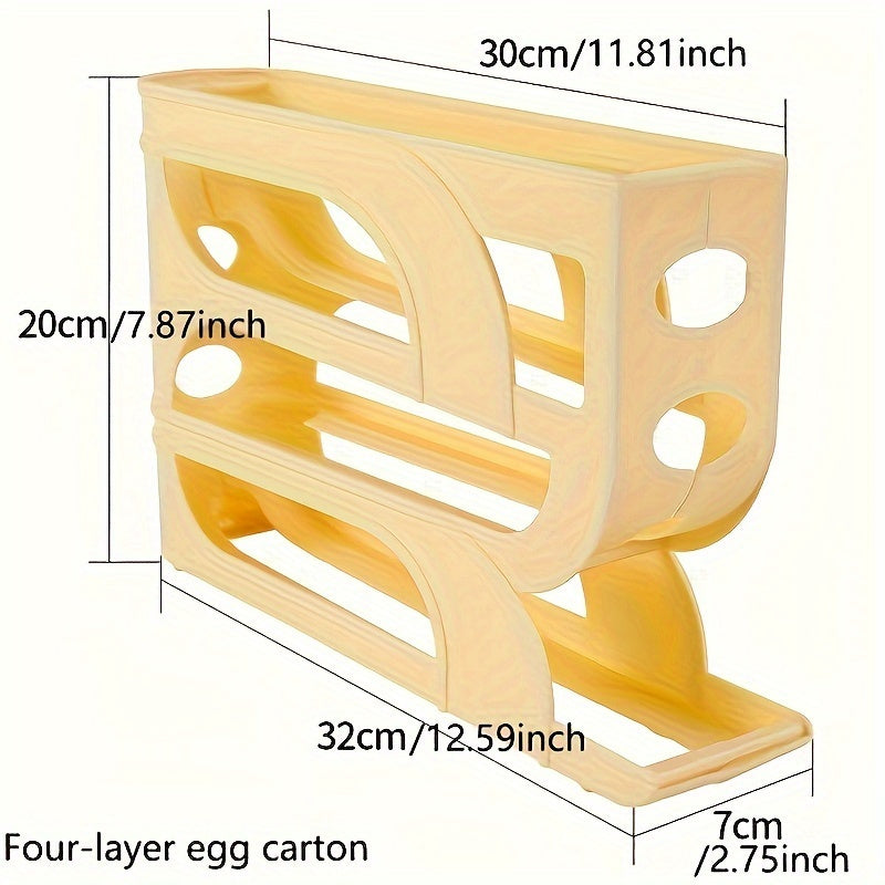 3-Tier Sliding Egg Dispenser Refrigerator Storage Space-Saving PVC