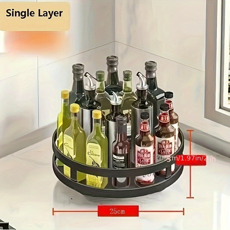 Metal Spice Rack with Sliding Shelves 360° Rotating Kitchen Organizer for Condiments