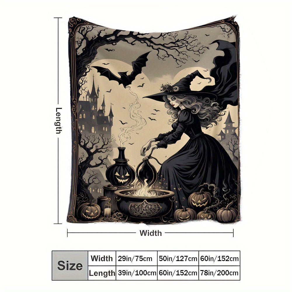 Halloween Witch Brew Flannel Fleece Throw Blanket with Space Design for All Seasons