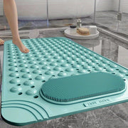 Alfombra de baño de PVC azul claro antideslizante con protuberancias de masaje para ducha y seguridad en el baño, de 0.8 cm de grosor