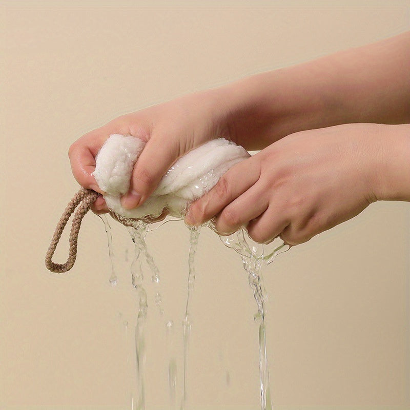 Cute Cat-Shaped Hand Towel Coral Fleece Quick-Dry Bathroom Kitchen Hanging