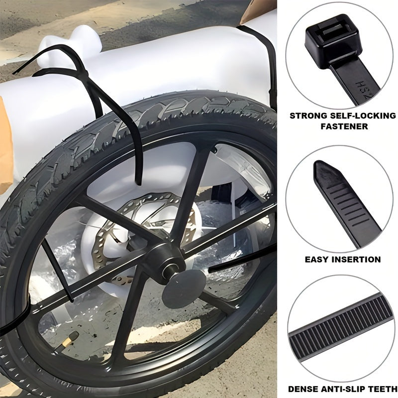 Juego de 500 bridas de nylon negro de uso pesado, varias tamaños, para exteriores, jardinería