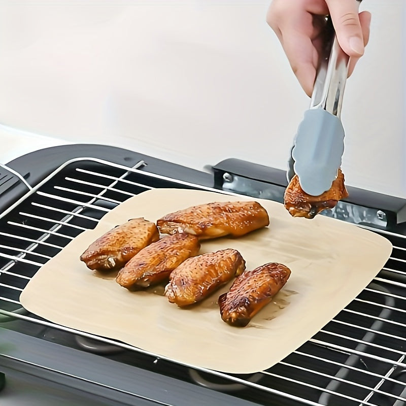 50 papel de horno para freidora de aire cuadrado, antiaceite, resistente al agua, para hornear y asar