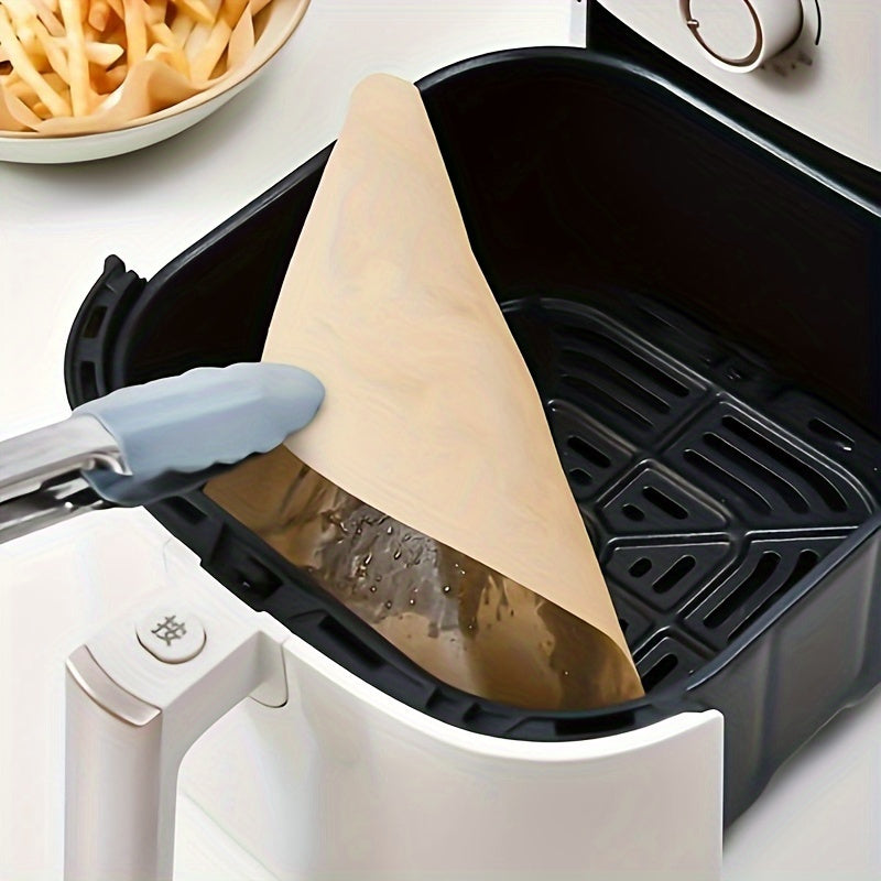 50 papel de horno para freidora de aire cuadrado, antiaceite, resistente al agua, para hornear y asar