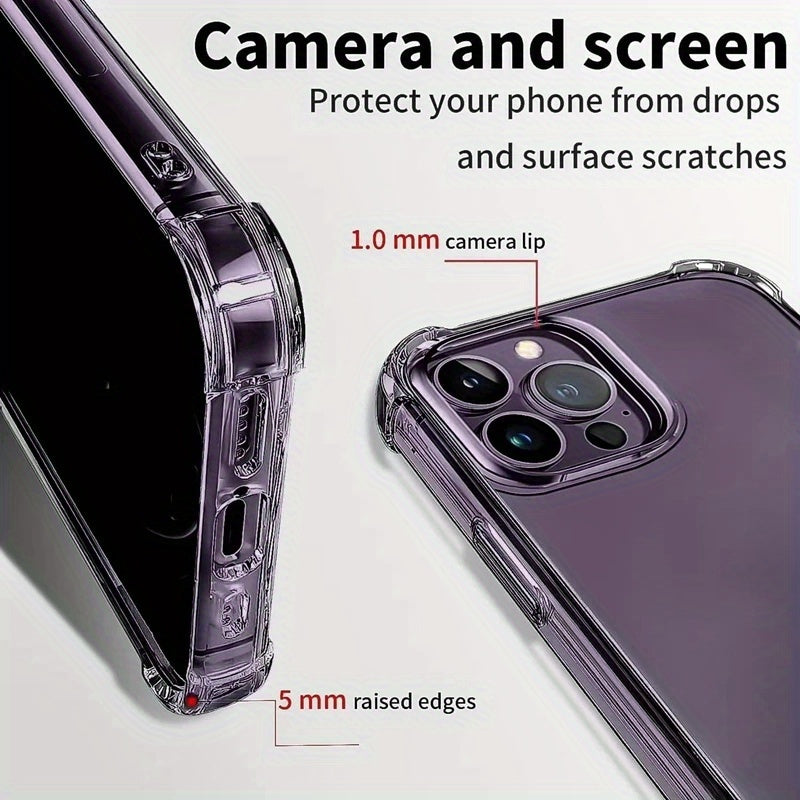 Transparent TPU Phone Case for iPhone 16, 15, 14, 13, 12, 11, XR, X, XS, 7, 8 Plus