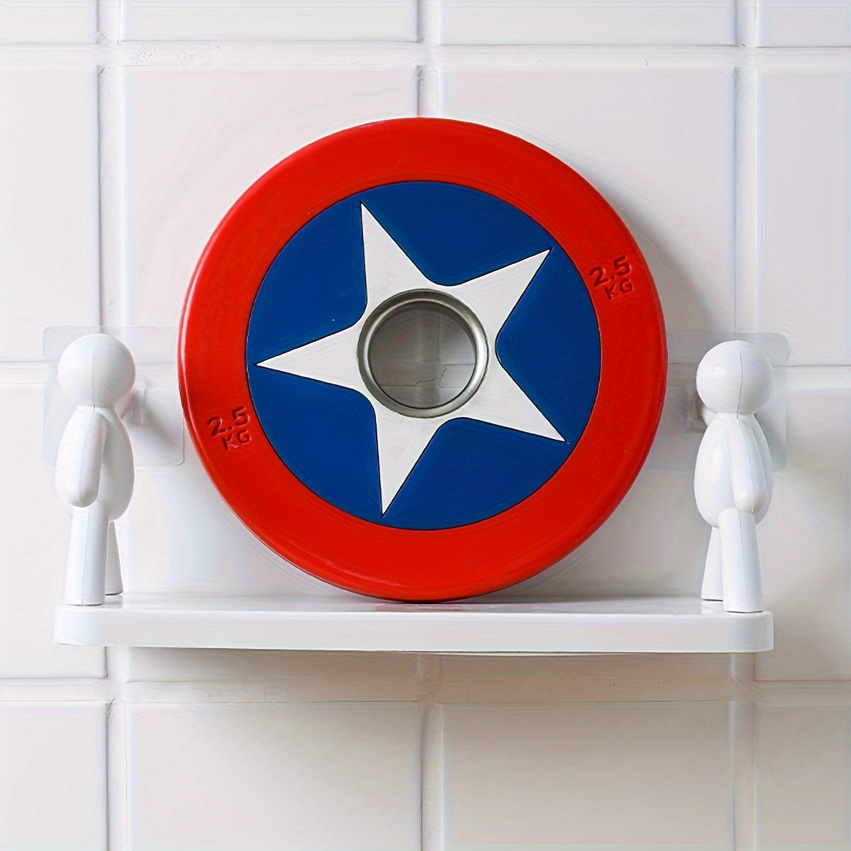 Organizador de pared multiusos con ganchos y estante para baño, superficie de cerámica sin taladro