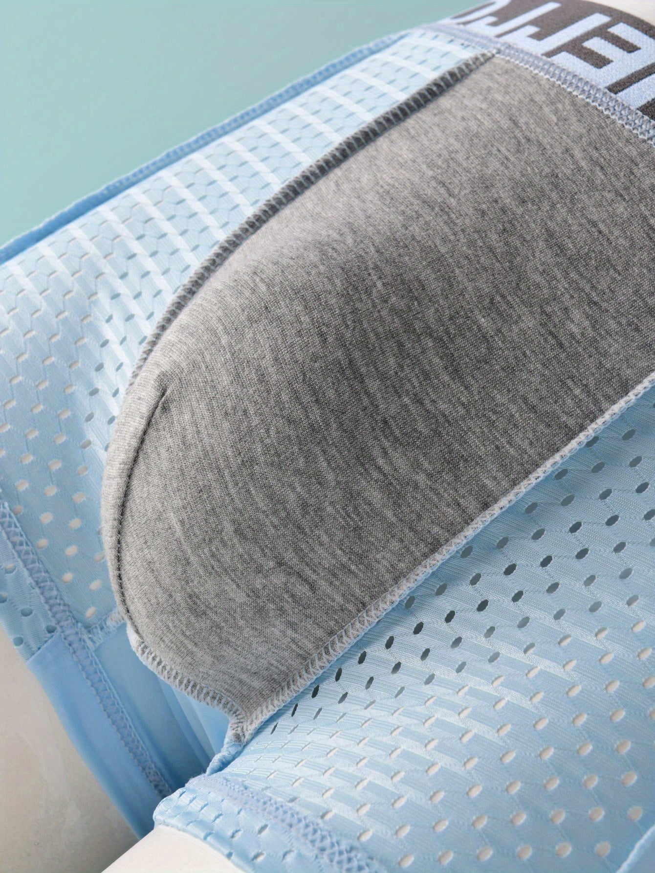 4-Pack Men Boxer Briefs Breathable Mesh Solid Colors Sky Blue Black Gray