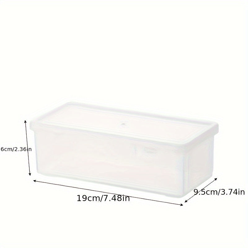 Caja de almacenamiento de plástico rectangular con tapa abatible para suministros de oficina y lápices