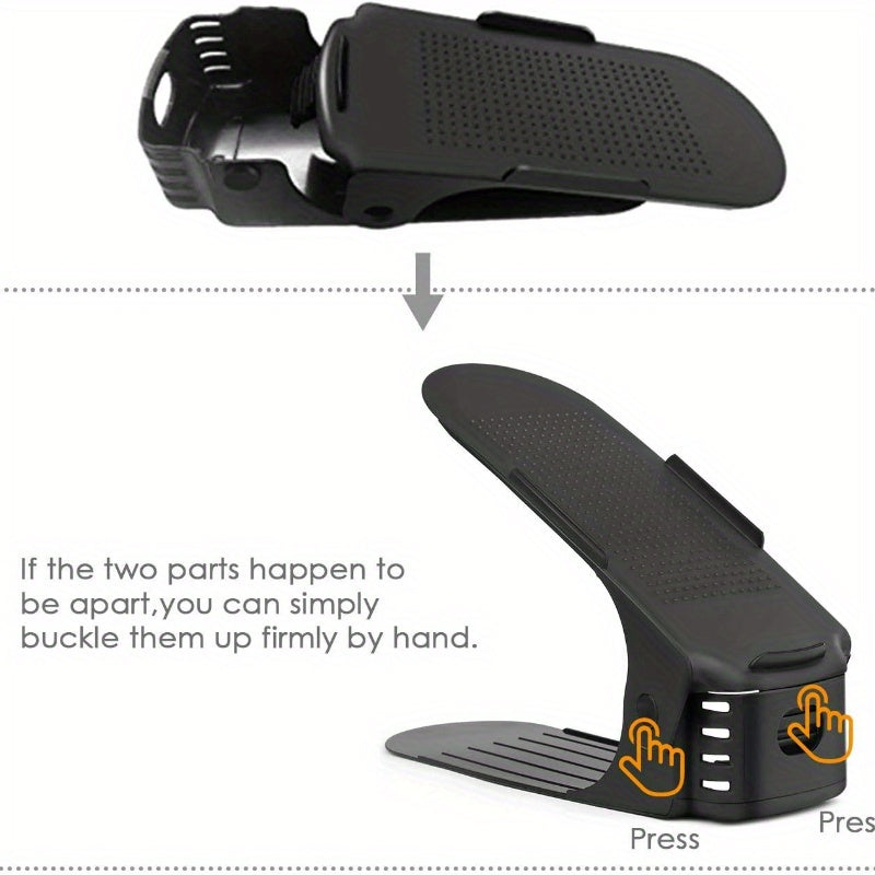 Set of 10 Adjustable Plastic Shoe Organizers for Closet Space Saving