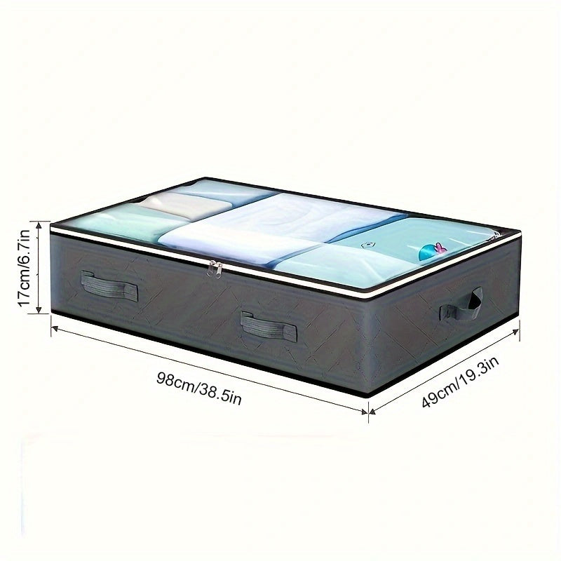 Foldable Underbed Storage Organizer with Dustproof Zipper for Clothes and Blankets