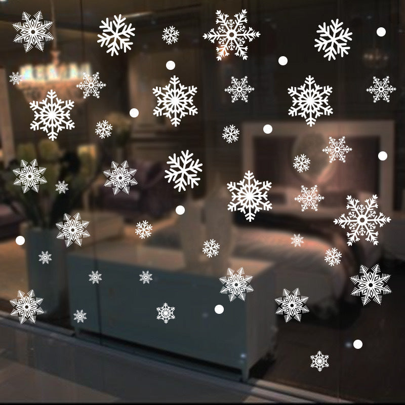 80 White Static Cling Snowflake Window Decals for Holiday Glass Decor