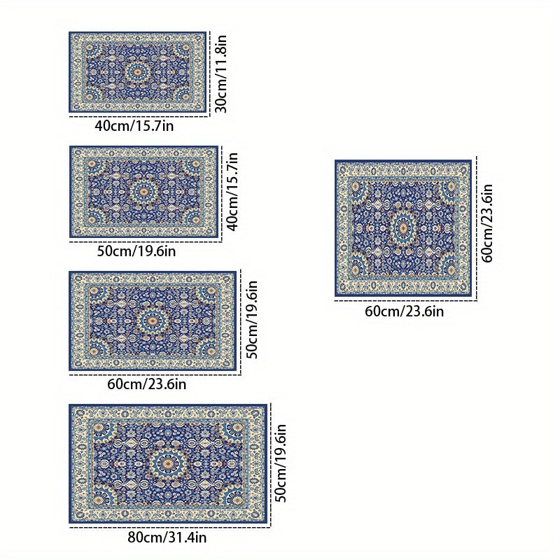 Durable Polyester Mat with Vintage Floral Design for Kitchen and Bathroom Non-Slip Absorbent