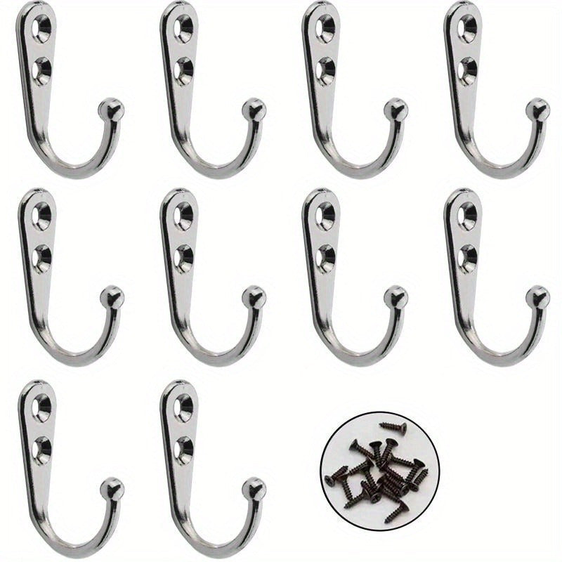 Heavy-Duty Rust-Resistant Wall Hooks Set for Kitchen and Bathroom Storage 10 Pieces