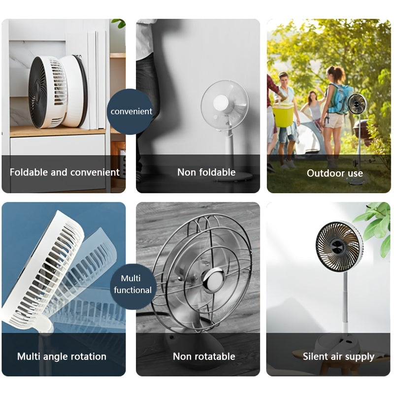Portable Aluminum Alloy Fan with Remote Control Silent Rechargeable Battery USB and Battery Powered Indoor Outdoor Cooling Telescopic Design