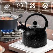 Stainless Steel Whistling Kettle 2.5L for Stove Top Fast Boiling Durable