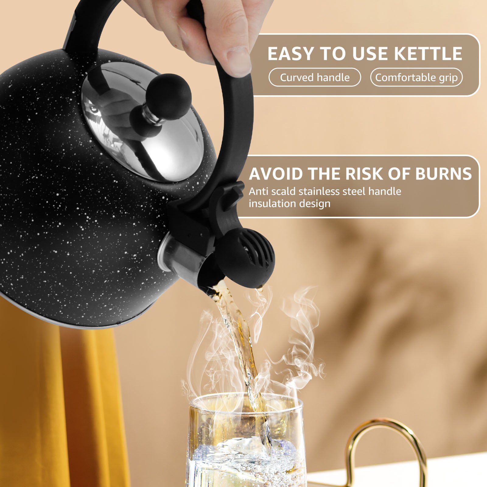 Stainless Steel Whistling Kettle 2.5L for Stove Top Fast Boiling Durable