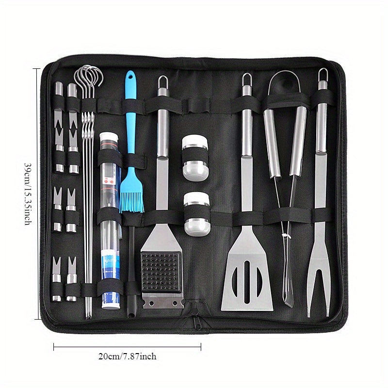 25-Piece Stainless Steel BBQ Grill Tool Set for Outdoor Cooking and Grilling