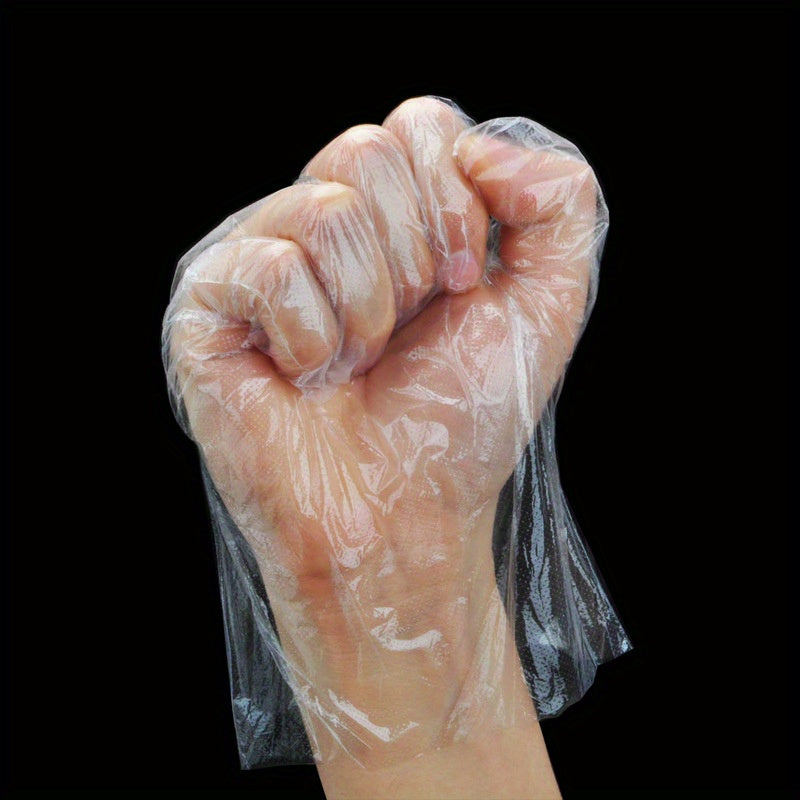 Pack of 100 Clear Disposable Plastic Gloves for Food Prep and Cleaning