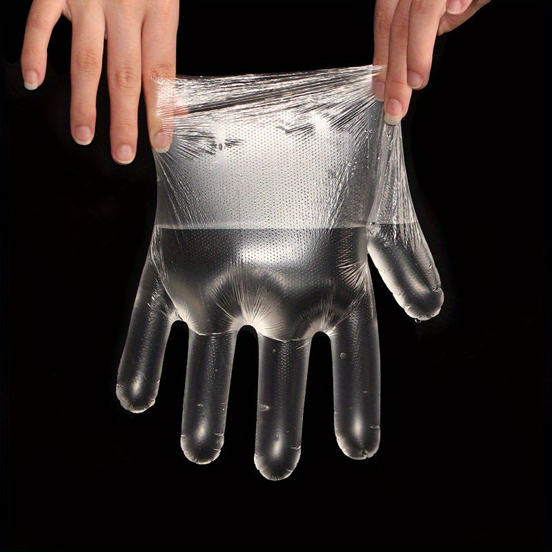 Pack of 100 Clear Disposable Plastic Gloves for Food Prep and Cleaning
