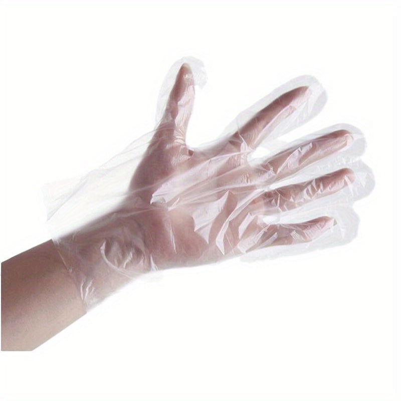 Pack of 100 Clear Disposable Plastic Gloves for Food Prep and Cleaning