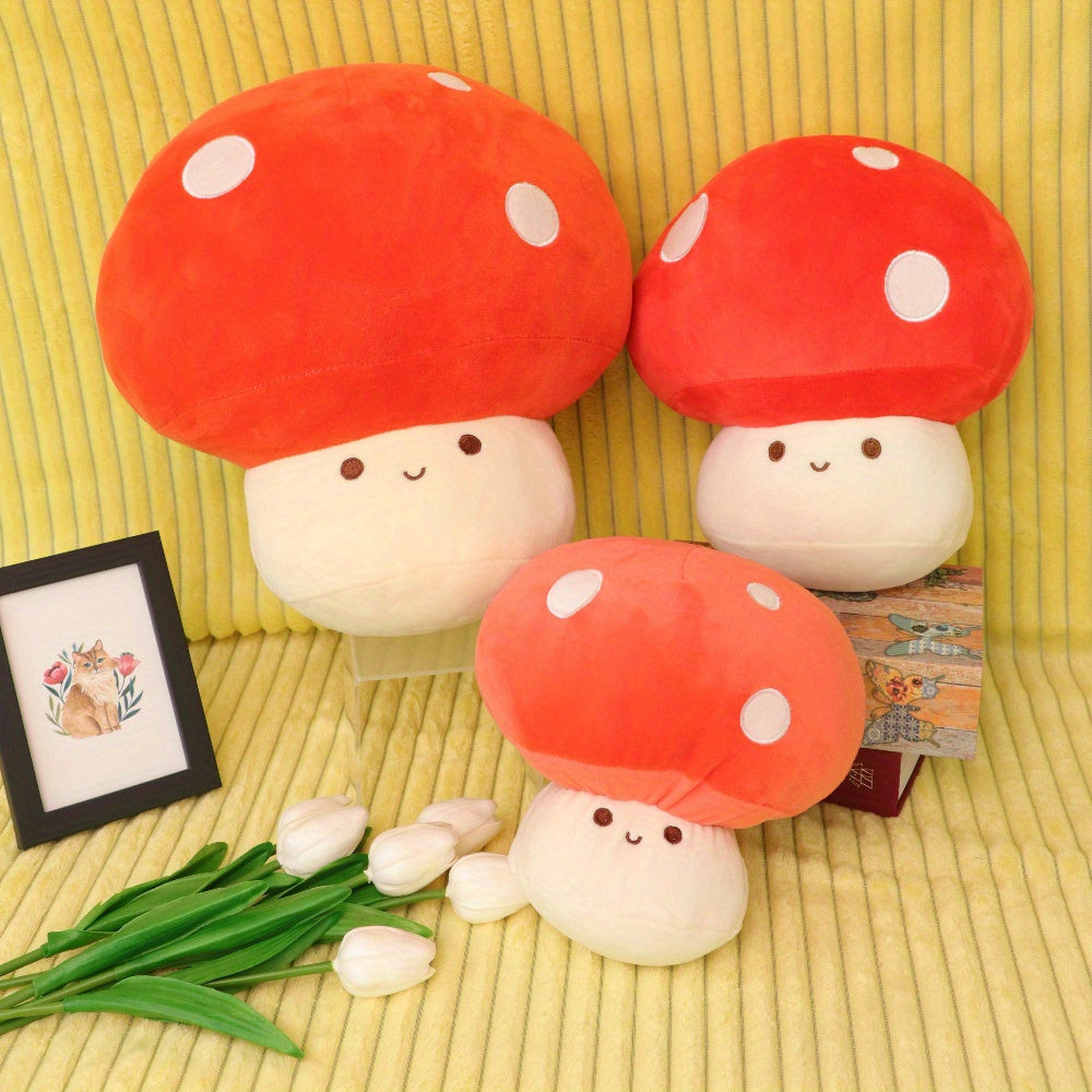 Juguete de hongo de felpa roja para niñas y niños, suave regalo de Navidad y cumpleaños