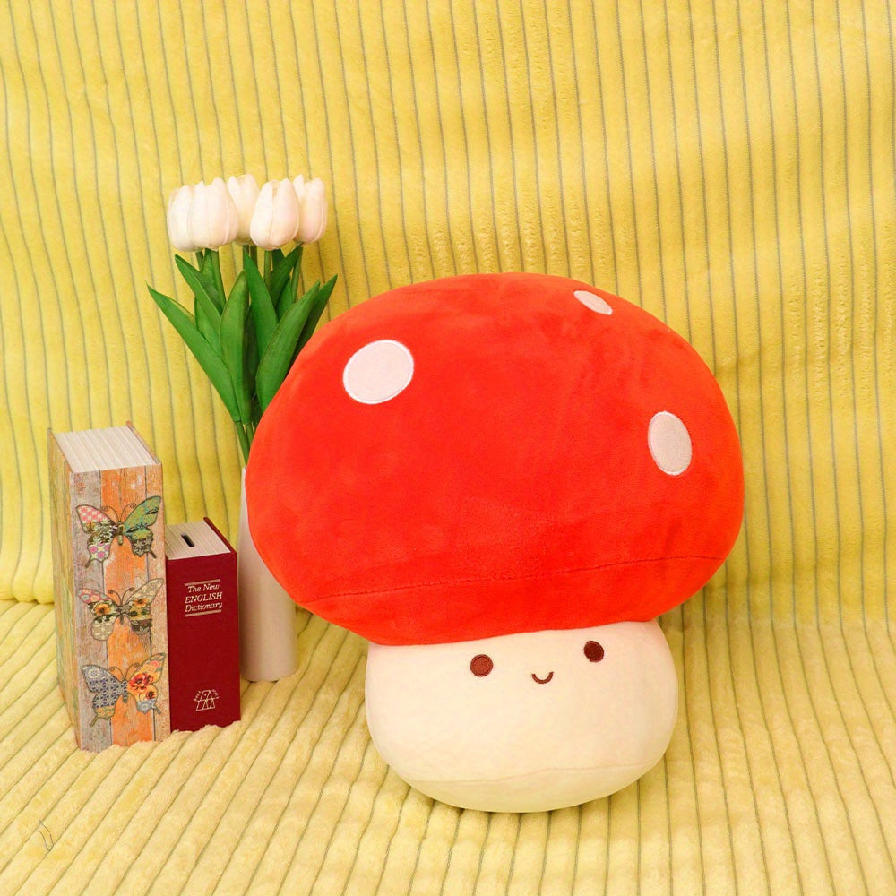 Juguete de hongo de felpa roja para niñas y niños, suave regalo de Navidad y cumpleaños