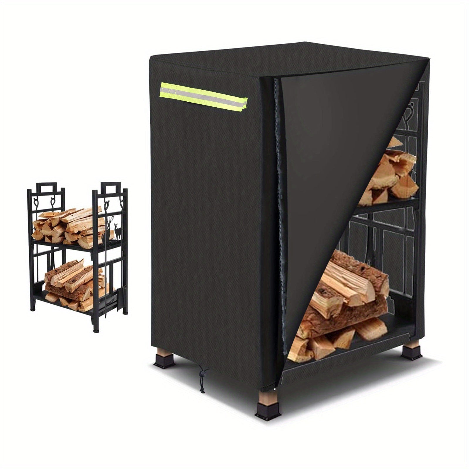 Outdoor Firewood Cover 210D Oxford Cloth Dustproof Rainproof with Elastic Grommets