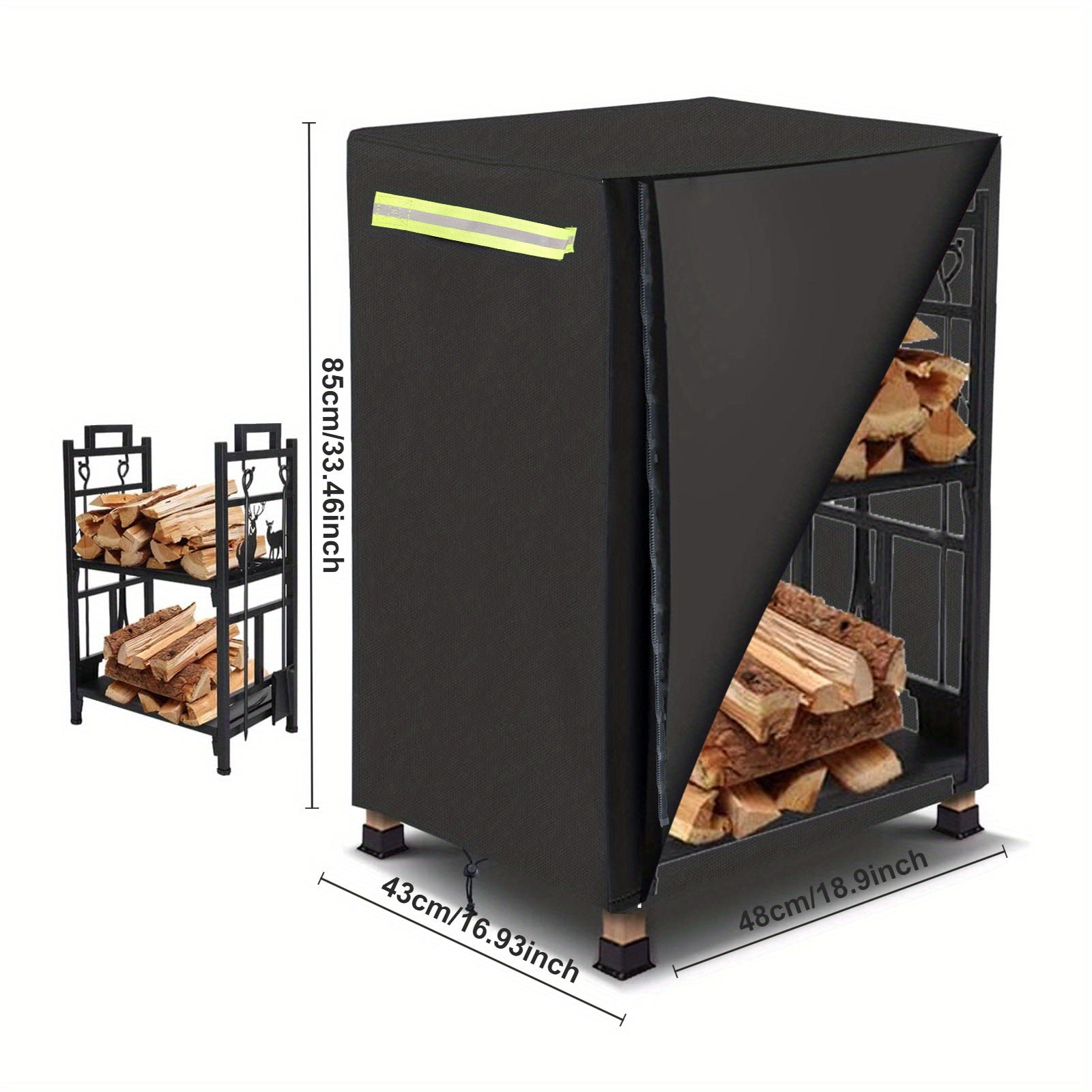 Outdoor Firewood Cover 210D Oxford Cloth Dustproof Rainproof with Elastic Grommets