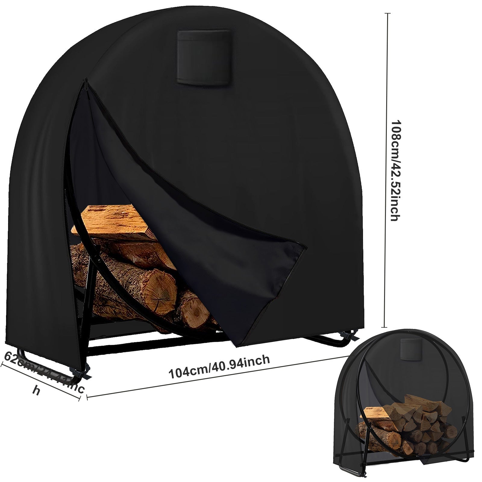 Outdoor Firewood Cover 210D Oxford Cloth Dustproof Rainproof with Elastic Grommets