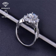 Sterling Silver Moissanite Engagement Ring 1.5 Carat Wedding Band for Women