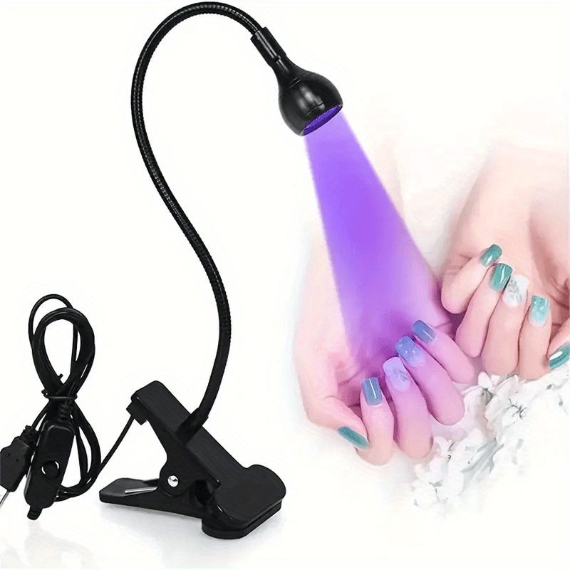USB-Powered LED Nail Dryer for Gel Curing with Flexible Clip-On UV Lamp for Manicures and Pedicures