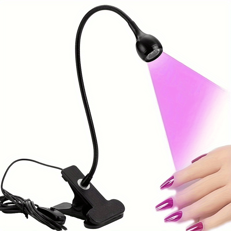 USB-Powered LED Nail Dryer for Gel Curing with Flexible Clip-On UV Lamp for Manicures and Pedicures