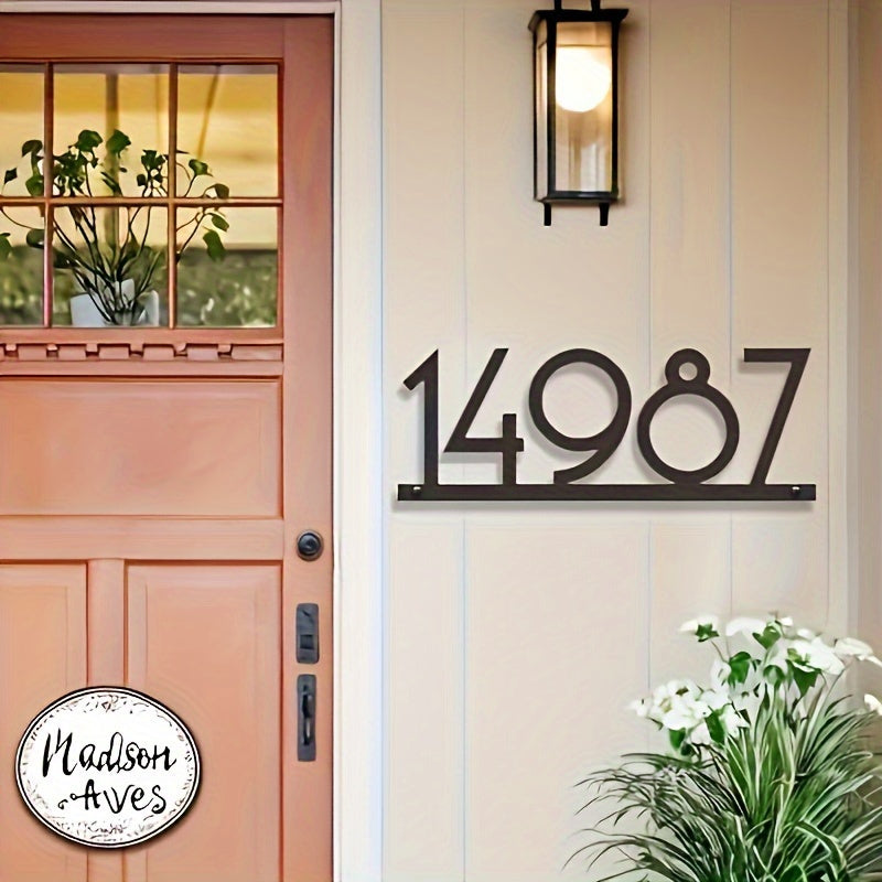 Black Metal House Number Sign 149-87 Wall-Mount Address Plaque Handcrafted Durable