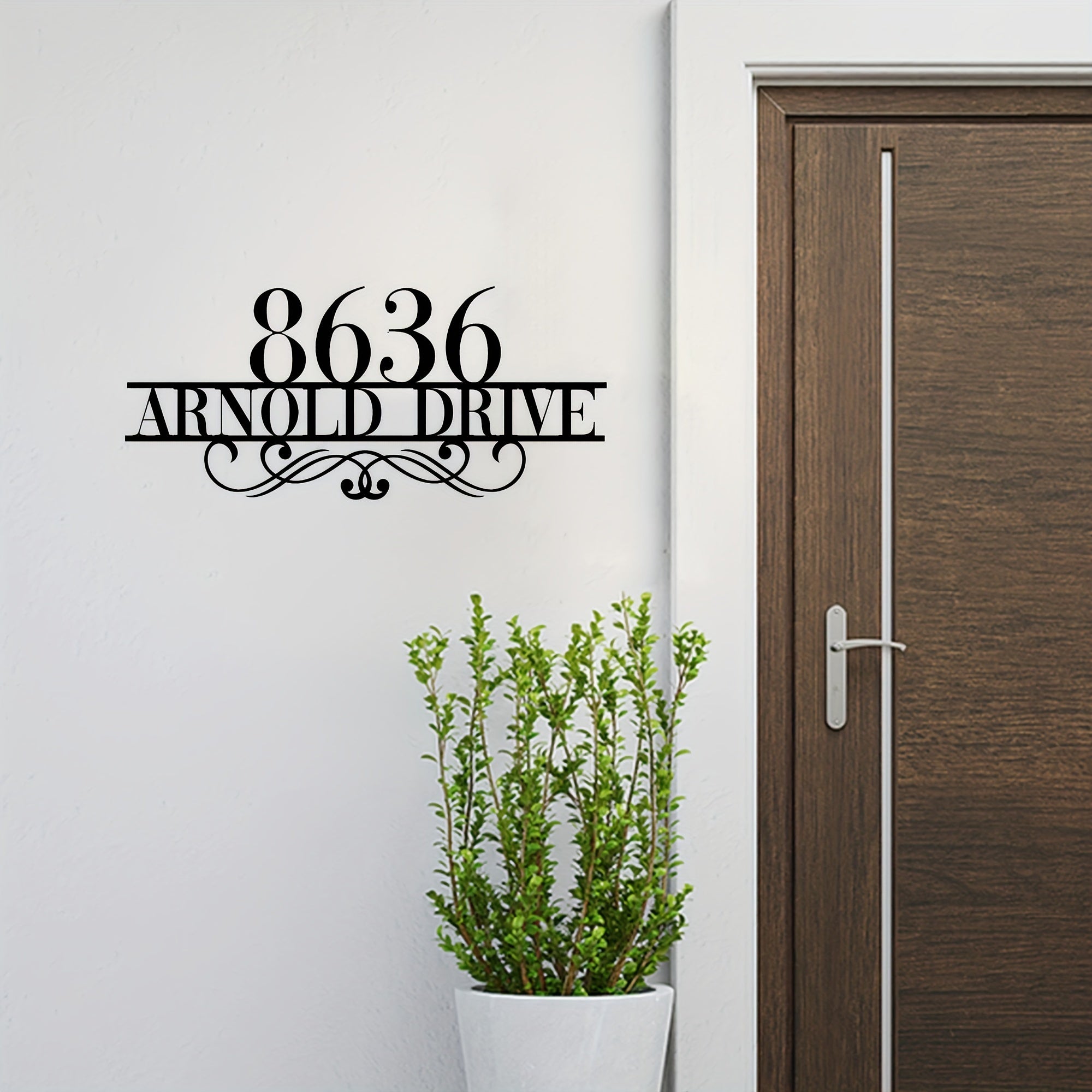 Personalized House Number Sign Outdoor Iron Address Plaque Modern Home Decor
