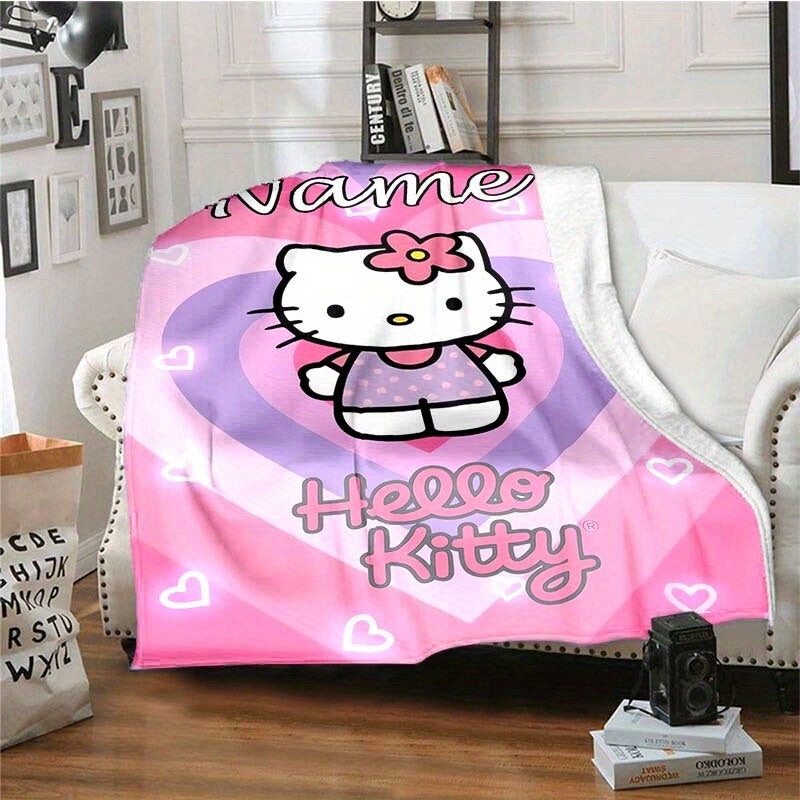 Pink Flannel Blanket for Kids and Adults Customizable with Name Soft Cozy All-Season Bed Sofa Camping
