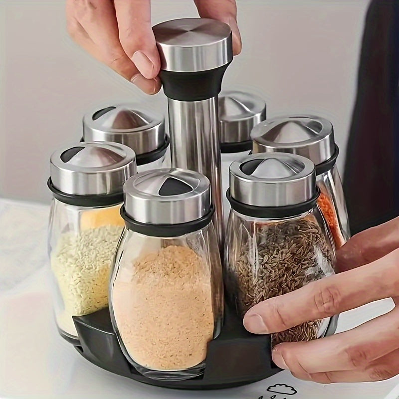 6/12pcs Rotating Spice Rack Set with 360° Swivel for Kitchen Cabinets and Countertops
