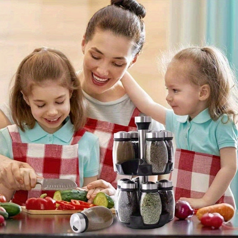 6/12pcs Rotating Spice Rack Set with 360° Swivel for Kitchen Cabinets and Countertops