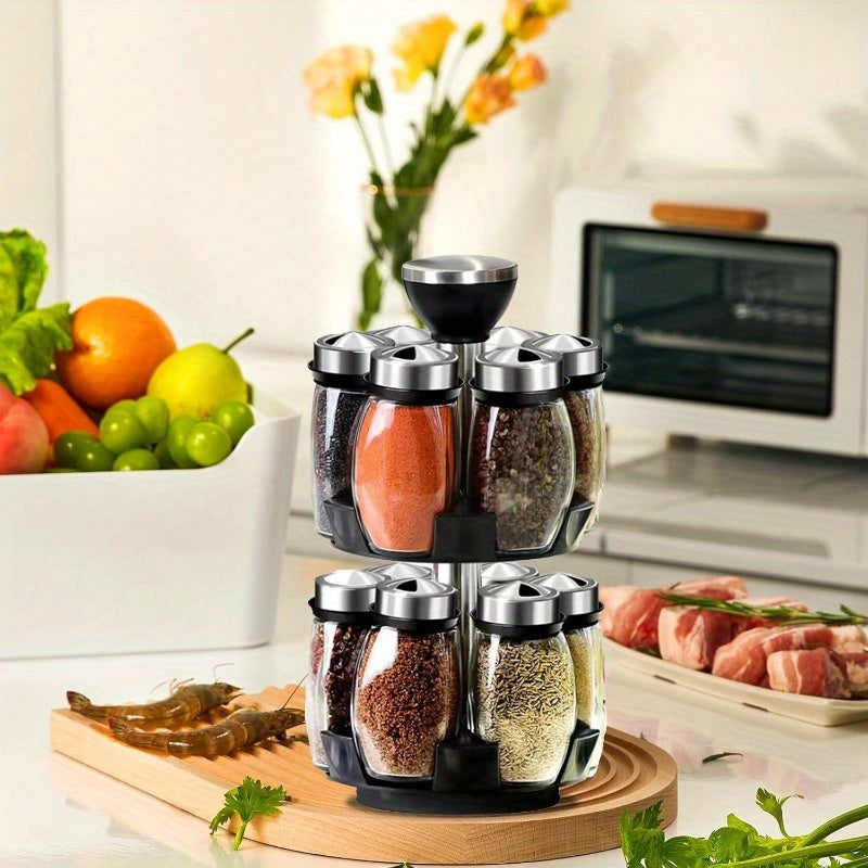 6/12pcs Rotating Spice Rack Set with 360° Swivel for Kitchen Cabinets and Countertops