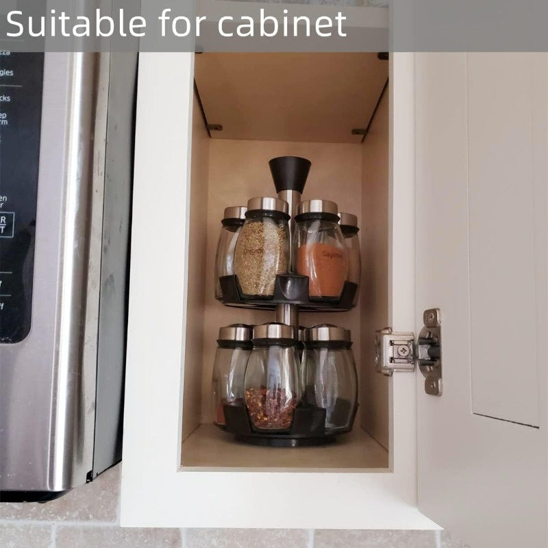6/12pcs Rotating Spice Rack Set with 360° Swivel for Kitchen Cabinets and Countertops
