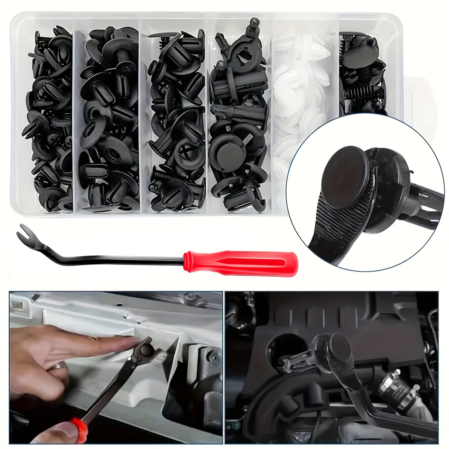 105pcs Auto Fasteners Assortment Kit Nylon Plastic Rivets Door Panel Clips