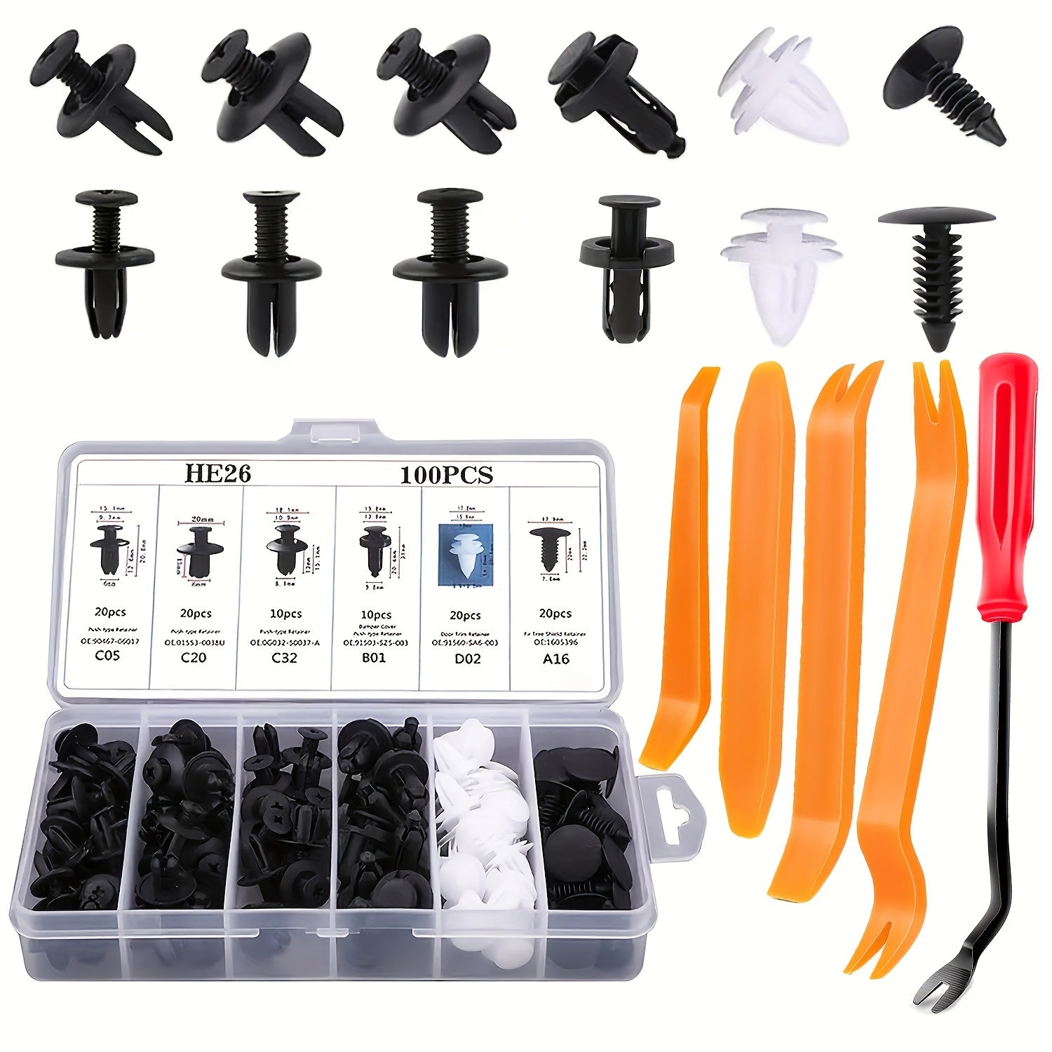 Universal Auto Fastener Kit 105Pcs Nylon Plastic Clips Door Panel Repair