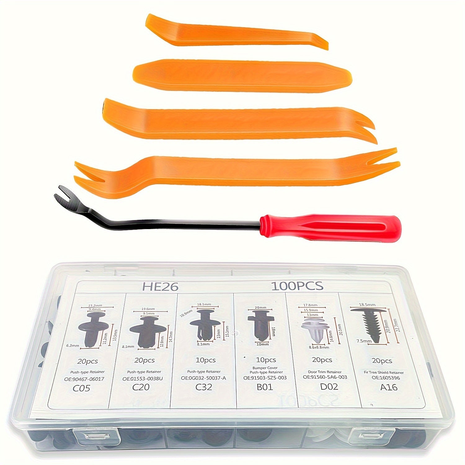 Universal Auto Fastener Kit 105Pcs Nylon Plastic Clips Door Panel Repair