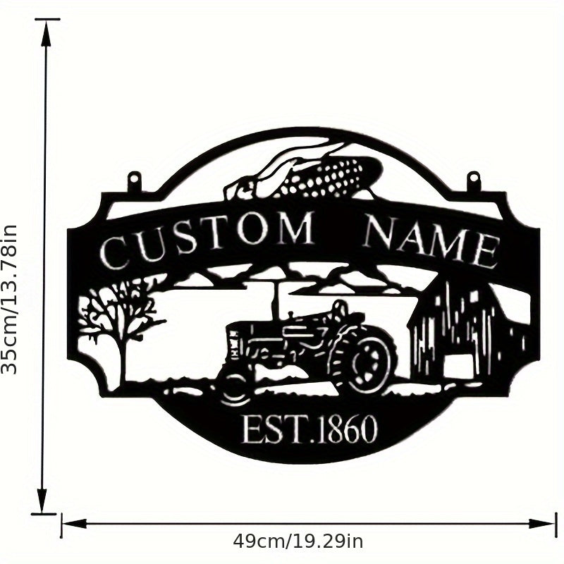 Rustik Ferma Metall Devori San'ati - Moslashtiriladigan Qora Qoplama bilan - Shukrona Bayrami Dekoratsiyasi va Hikoya Mavzusi uchun Shaxsiylashtirilgan Oila Ismi Plaketi, Batareyalar Kerak Emas - Ideal Sovg'a Variant
