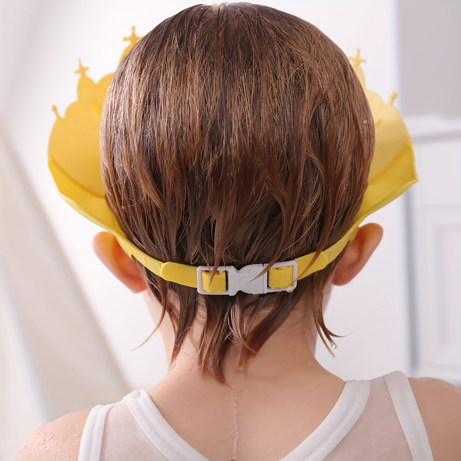 Kids Silicone Splash Guard Hat Waterproof Ear Protection for Bath Time Yellow