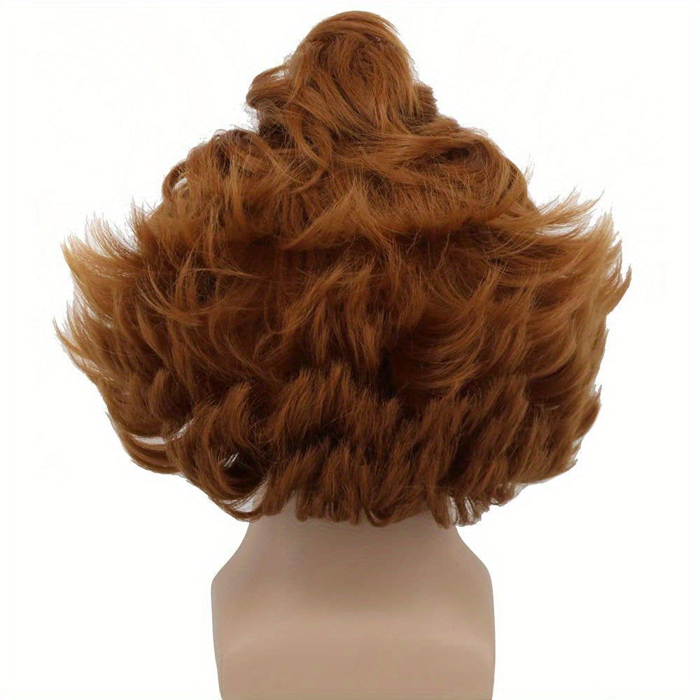 Men's Cosplay Clown Wig Brown Coily Synthetic Hair Costume Accessory
