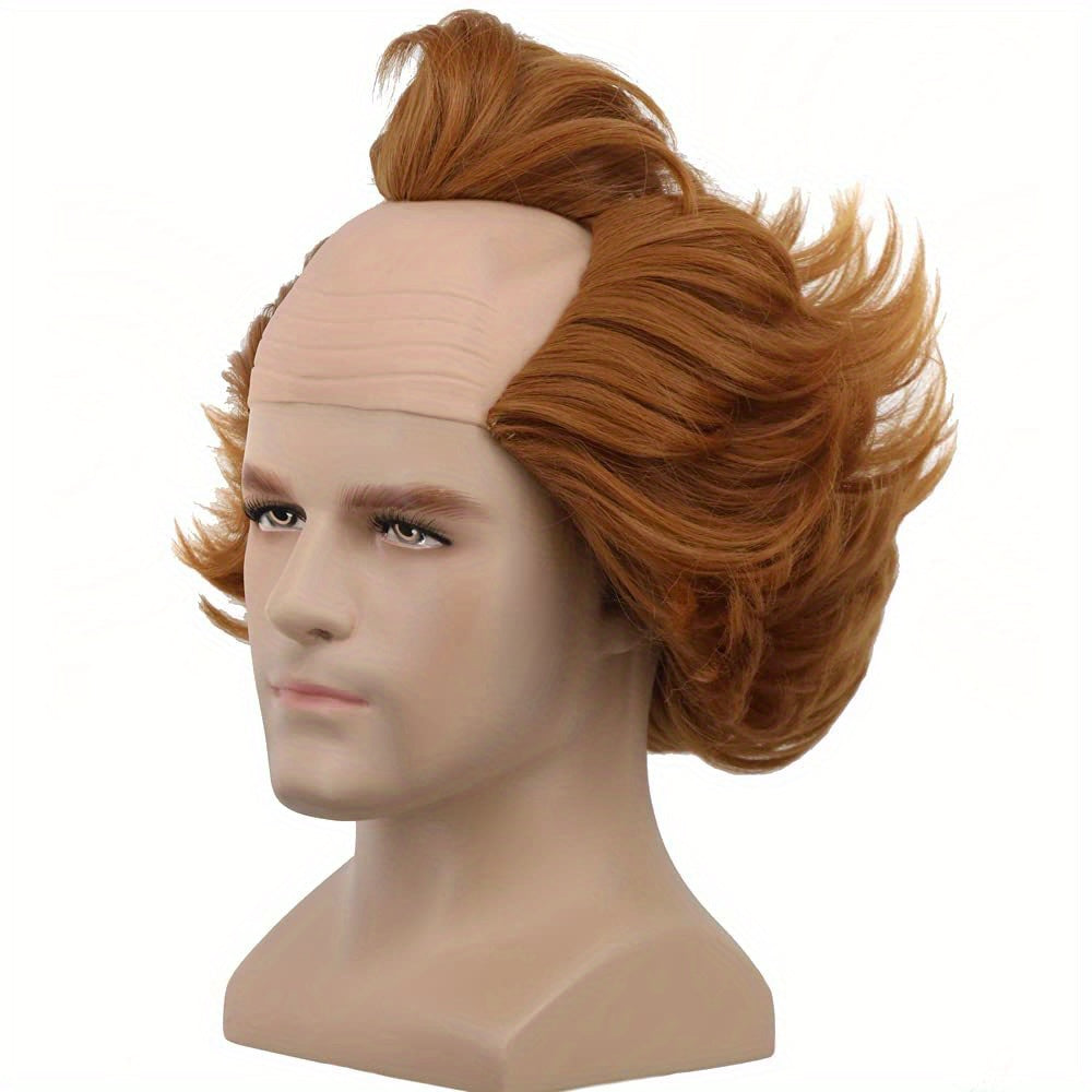 Men's Cosplay Clown Wig Brown Coily Synthetic Hair Costume Accessory
