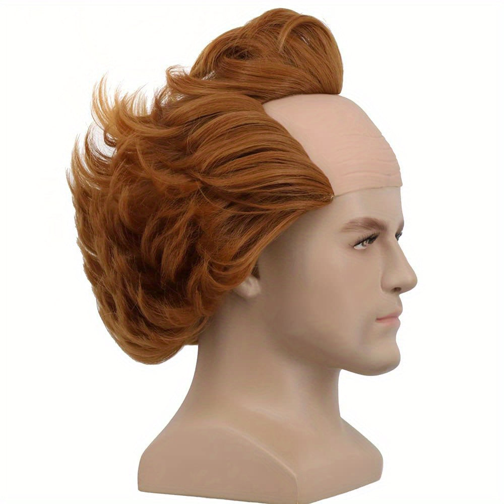 Men's Cosplay Clown Wig Brown Coily Synthetic Hair Costume Accessory