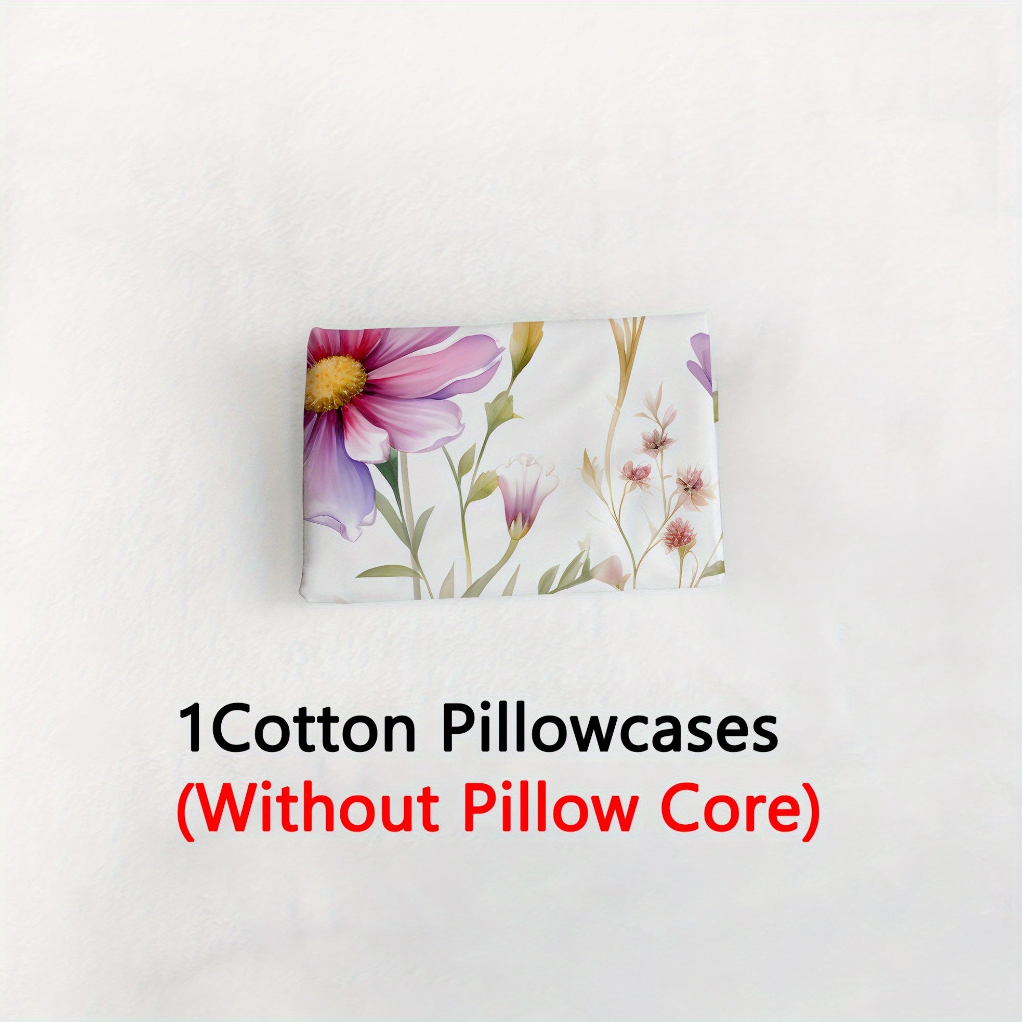 Floral Pillowcase Soft Skin-Friendly Fabric 3D Digital Print Envelope Closure